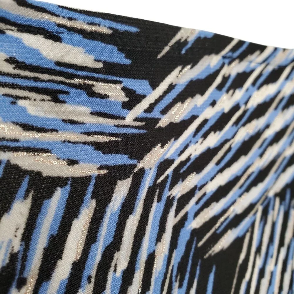 Kasper 3X Blouse Pullover Abstract Swirl Bell Sleeve Stretch Dressy Event Silver - Picture 10 of 13